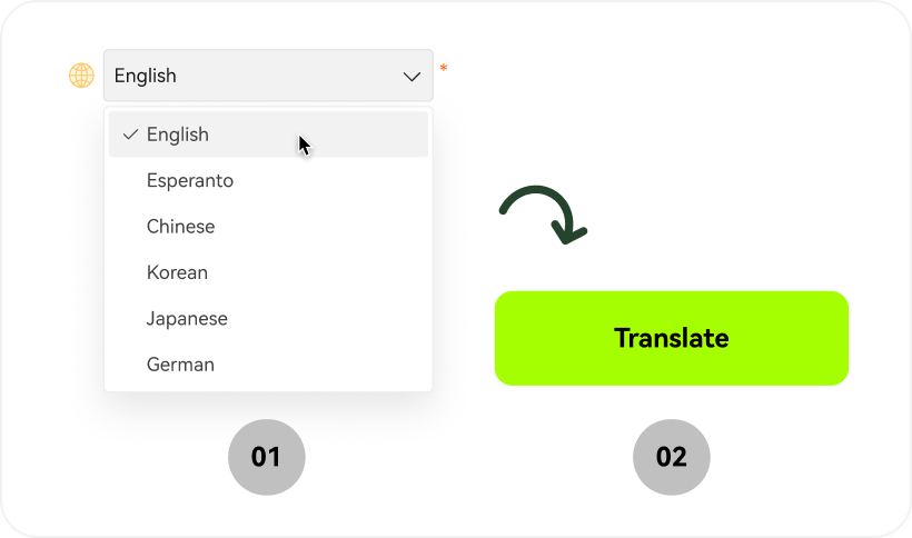select the target language for agency videos